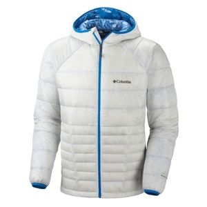 NEW PACKABLE COLUMBIA MENS DIAMOND 890 TURBODOWN HOODED JACKET, MENS LARGE